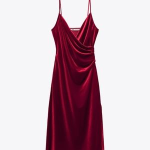 NWT ZARA PLEATED VELVET DRESS IN XXL